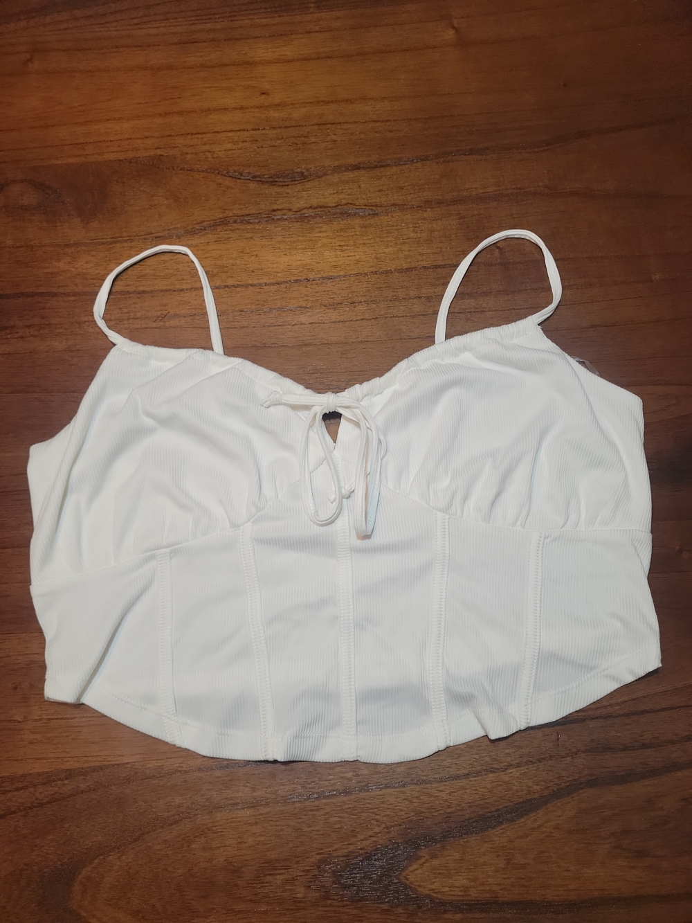 Rue21 White Ribbed Tie-Front Cropped Tank